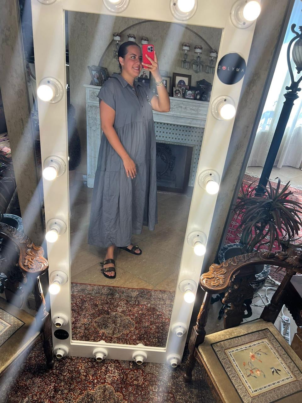 Half sleeves dress in grey