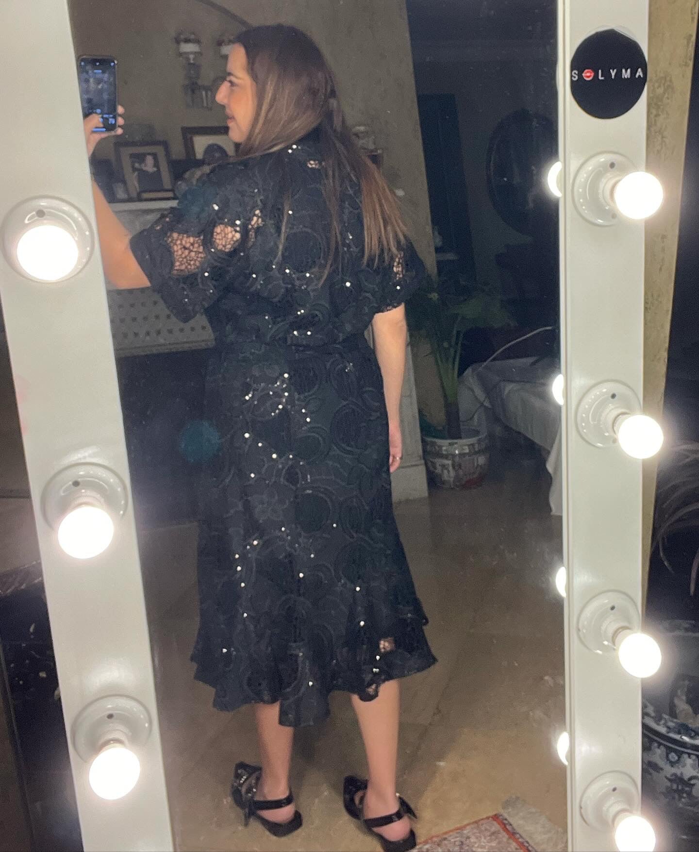 S Dress in Black Sequins