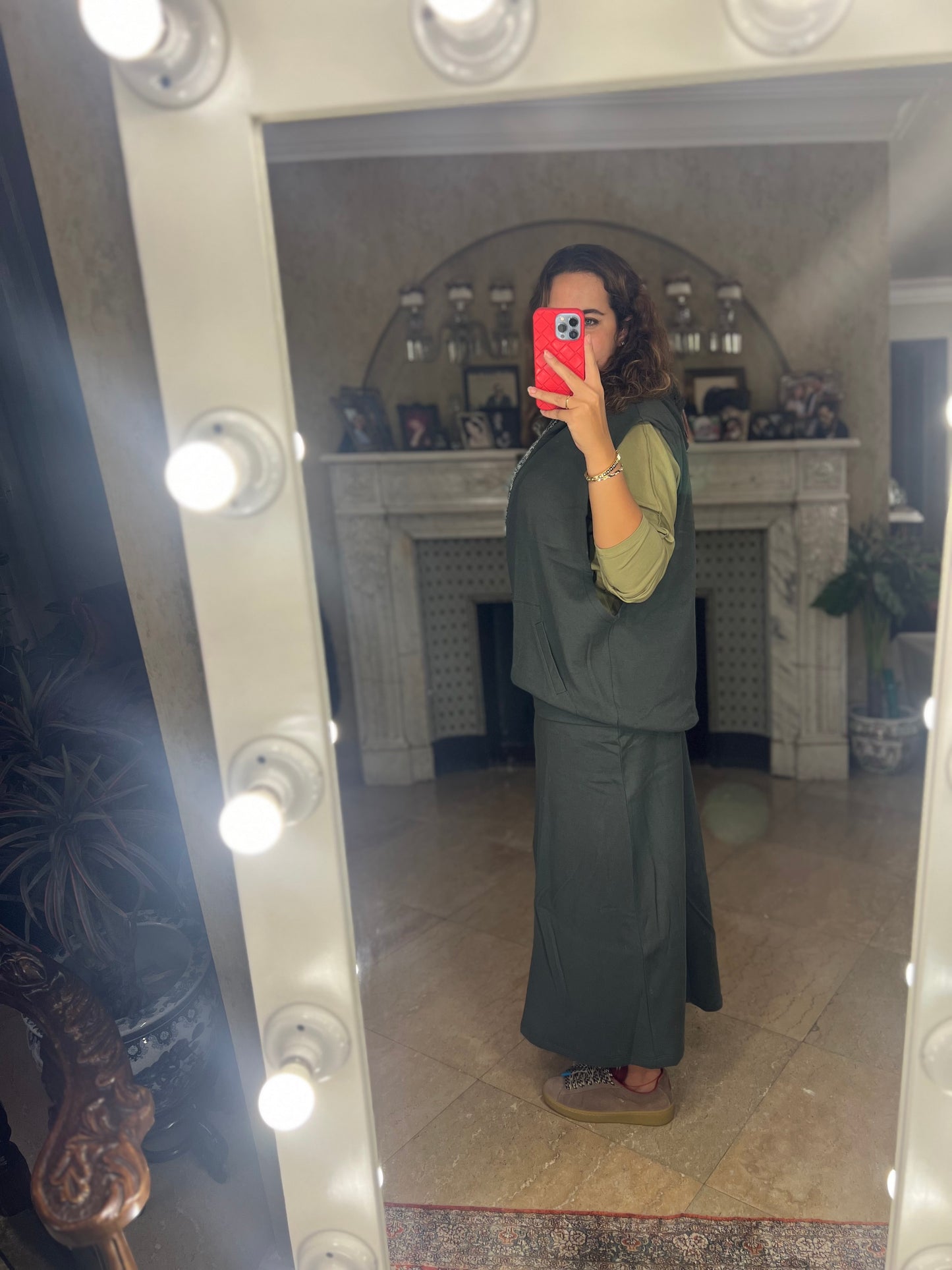 Olive Thermal Skirt