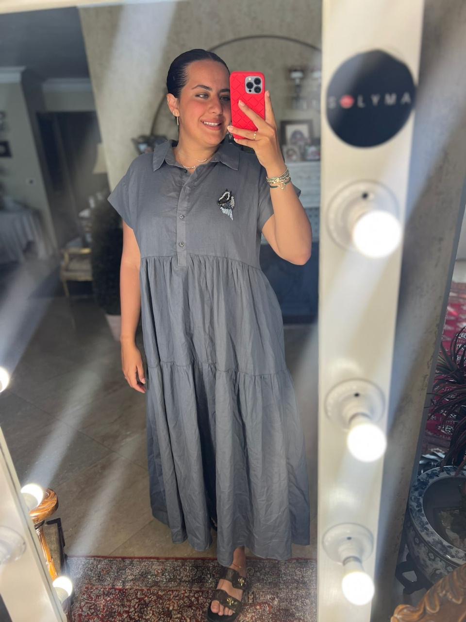 Half sleeves dress in grey