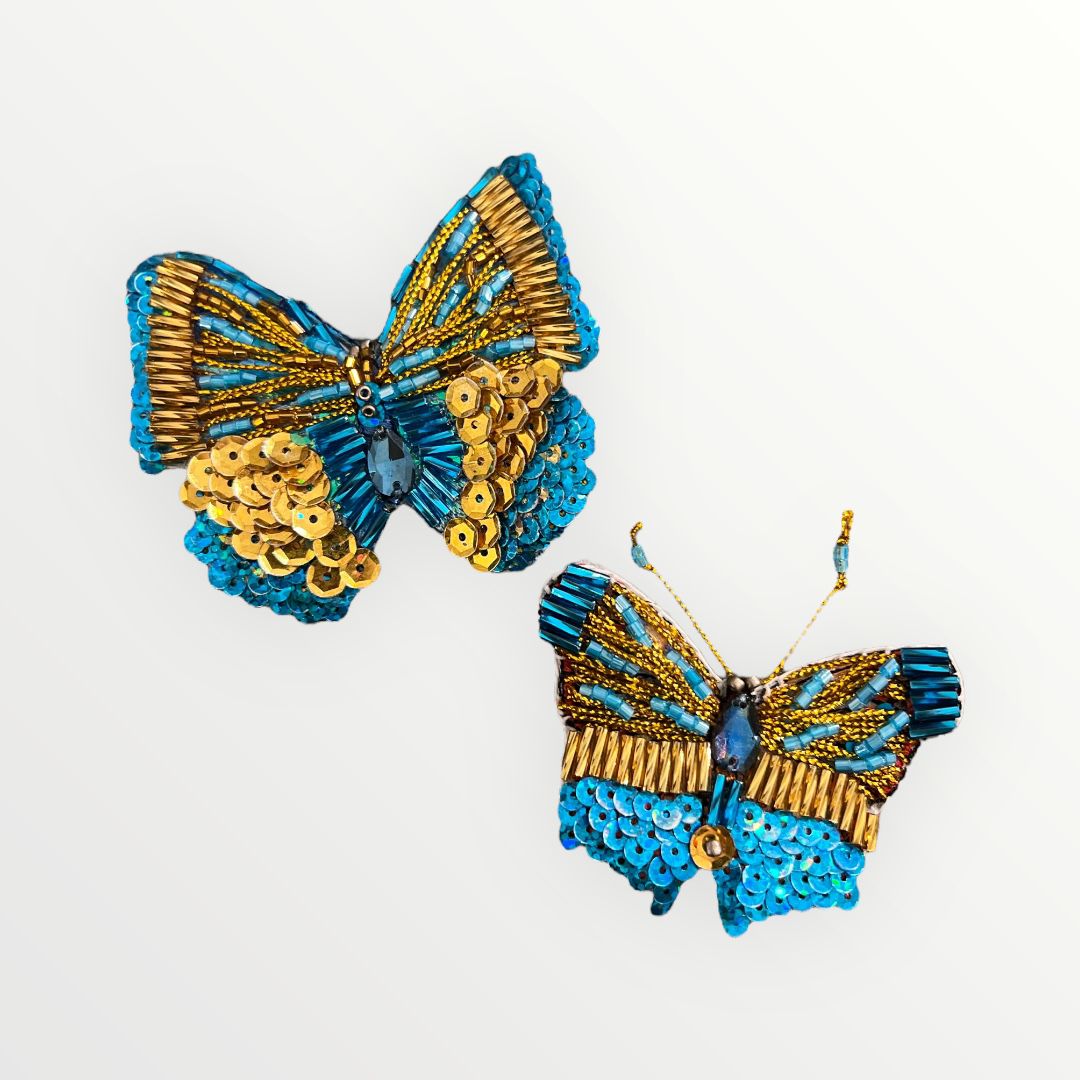 Turquoise x Gold Butterfly Pin MEDIUM