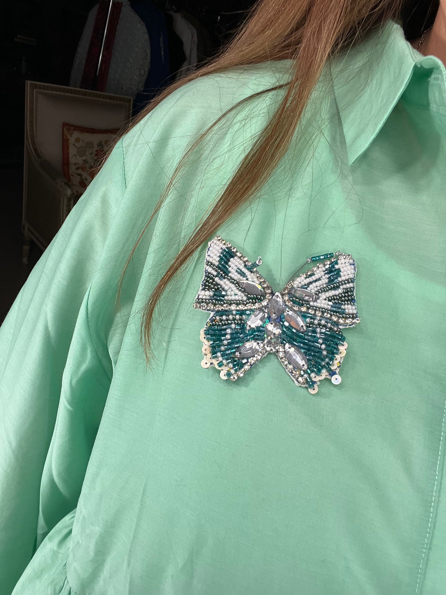 Turquoise x Silver Butterfly Pin