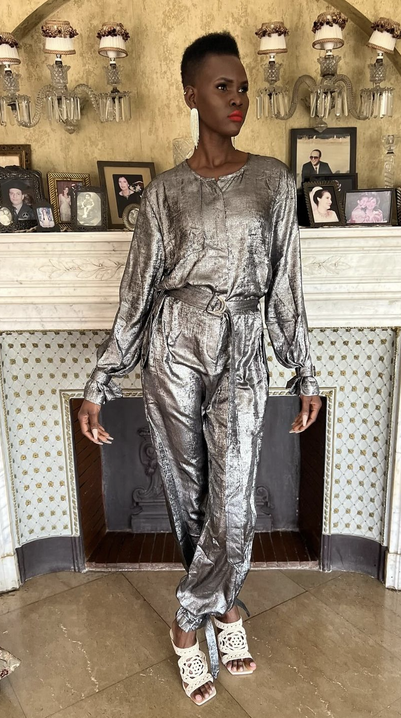 Belted Jumpsuit Silver