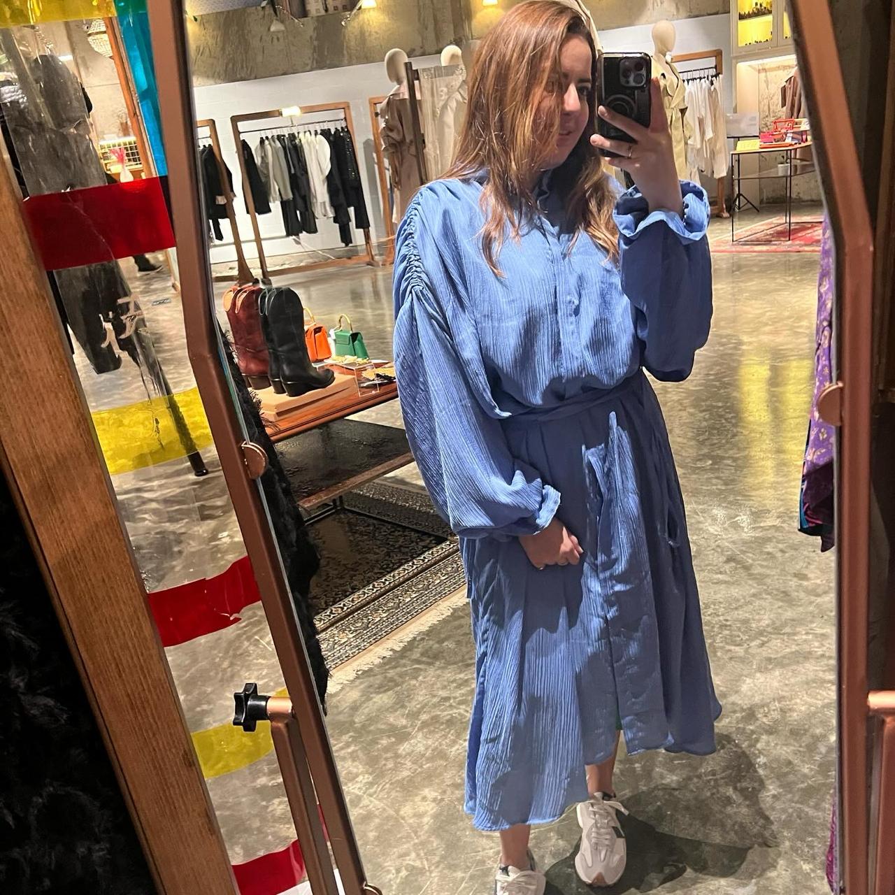 Oversized A Dress in blue chiffon